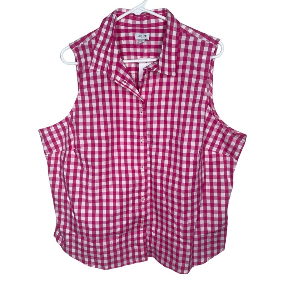 {NWT} J. CREW Gingham Plus Size Top Pink 2X
